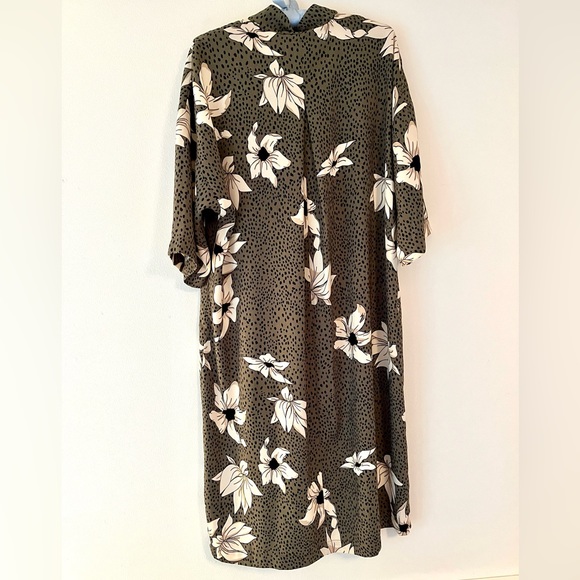 Only Olive Floral Duster Jacket with Tie - Picture 2 of 6